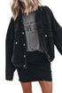 Metal Buttons Flap Pocket Drop Shoulder Denim Jacket